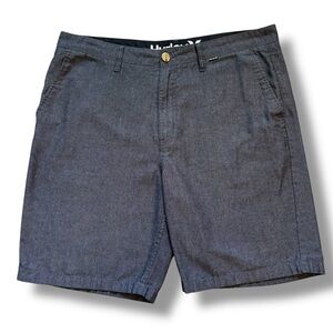 Hurley Men's Charcoal Gray Chambray Chino Flat Front Walking Shorts Size 34